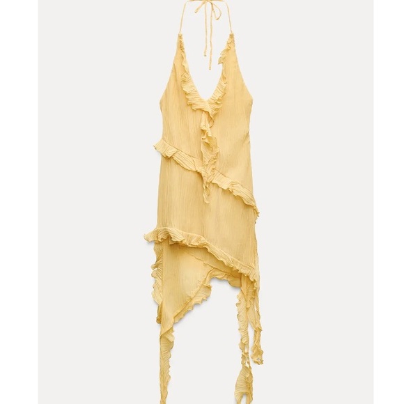 Zara Light Yellow Backless Ruffle Dress - Picture 4 of 4